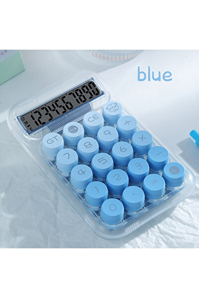 Choice آلة حاسبة زرقاء شفافة ذات لون متدرج جذاب، مناسبة للاستخدام المكتبي وال...
