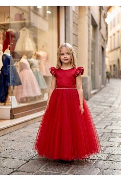 miaras baby Red Girl's Princess Evening Dress