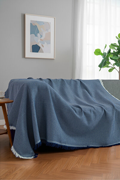 rellhome غطاء أريكة من القطن المنسوج 170×220 سم – بطانية تلفزيون مزينة بالشرا...