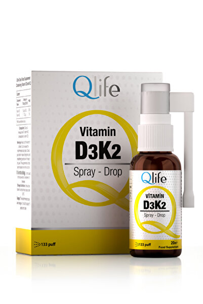 Qlife Vitamin D3K2 - Kas ve Kemik Destekleyici Vitamin D3K2 Sprey 20 ml