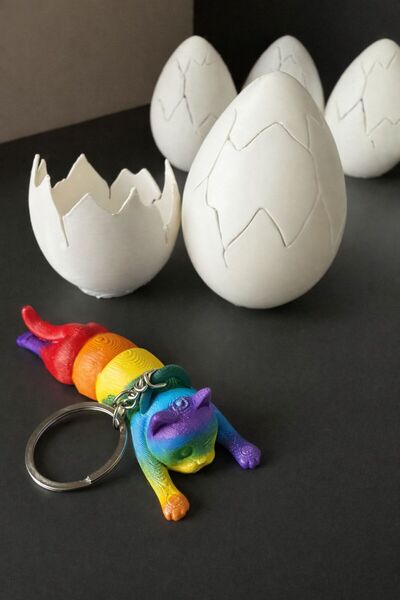 GÜNSELİ CREATİVE STUDİO 3D Baskı Kedi Sürpriz yumurta ve Boyanabilir Anahtarl...