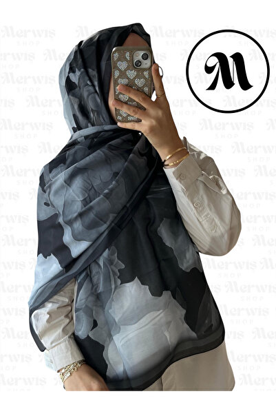 Lotus Pattern Soft Black Shawl