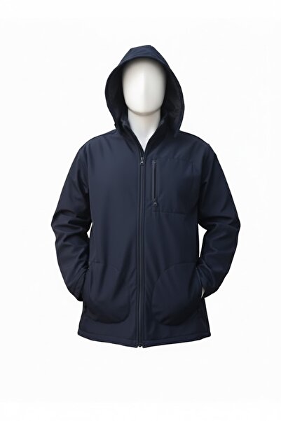 Secura İş Güvenliği معطف شوفت شيل مقاوم للماء بغطاء رأس باللون الأزرق الداكن ...