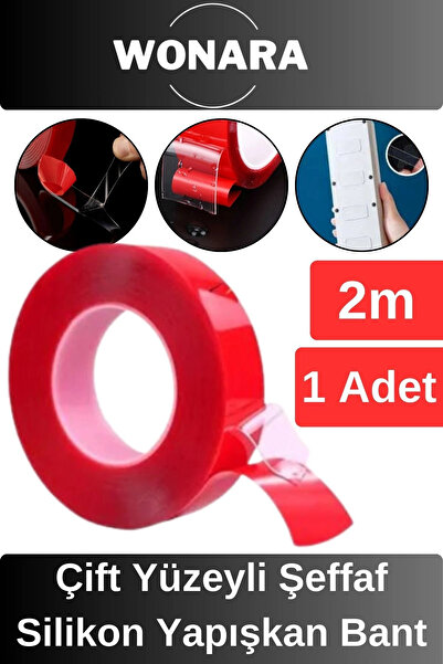 Wonara Premium Ekstra Sağlam Çift Yüzeyli Çok Amaçlı Tamir Montaj İçin Şeffaf...