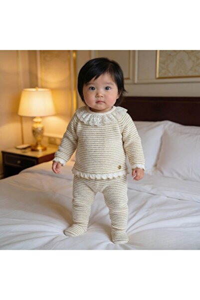 Baby shine Turkish girls' two-piece pajama set - 100% soft Turkish knitwear a...