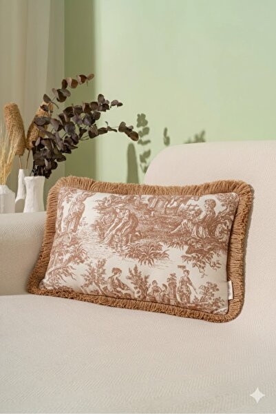 Alseko Concept Husă de pernă decorativă dreptunghiulară cu ciucuri maro, mode...