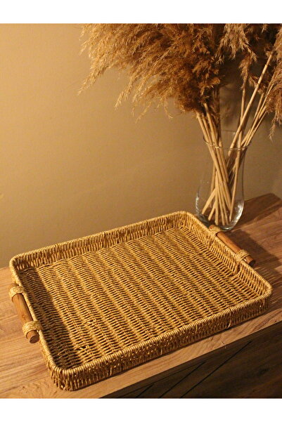 Paganca صينية عرض واسعة من الخيزران - منظم مستطيل بمقبض من الخيزران