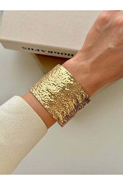 YOUES JEWELRY Kalın Kelepçe Bilezik Ayarlanabilir Gold Unisex
