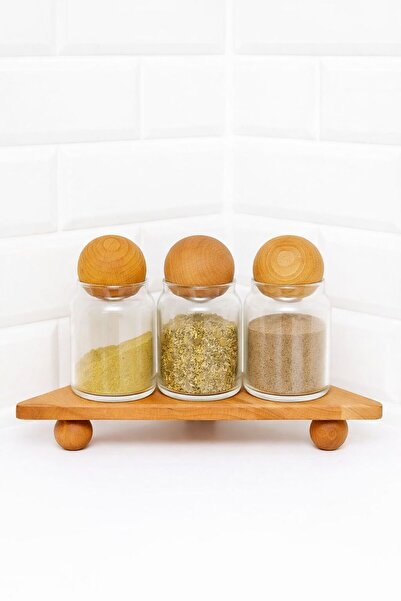 AR&MA WOOD Ahşap Üçgen Köşe Organizeri, Sunumluk, Köşe Dekorasyon çin Şık Tas...