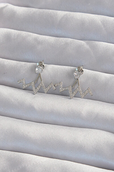 shopwave Brass Silver Color Zircon Stone Zigzag Earrings