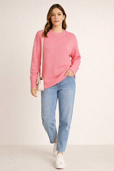 KURGAN TEKSTİL Kadın Bisiklet Yaka Basic Triko Kazak