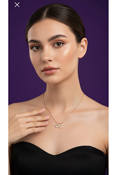 LUCKY ACCESSORIES Çelik Minimalist Zarif Zirkon Taşlı Harf Ve Kalpli Kadın Çe...