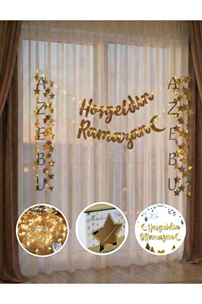 Azebu Hoşgeldin Ramazan Banner Süsleme, Ramazan Ayı Seti, Led Banner 4m Yıldı...
