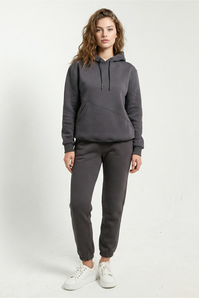 fh fashionhere Women's Soft Top and Bottom 3 Thread Dark Smoked Tracksuit Set...