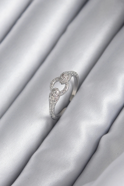 shopwave خاتم نسائي نحاسي فضي اللون مرصع بحجر الزركون على شكل ثعبان