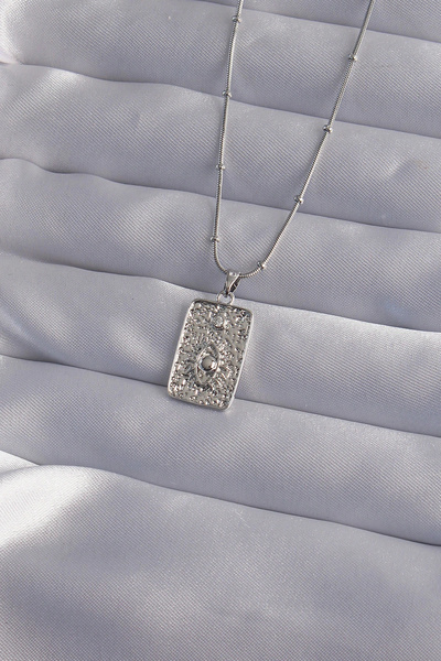 shopwave 316L سلسلة فولاذية فضية اللون محفورة بالليزر على شكل عين قلادة التارو