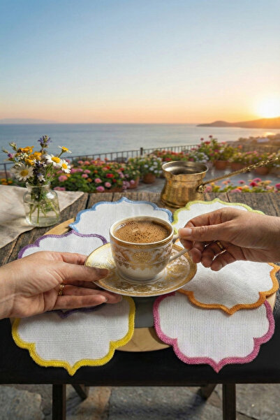 NGR HOME 6 ADET KANAVİÇE İŞLENEBİLEN KAHVE YANI SUNUM KOKTEYL PEÇETESİ