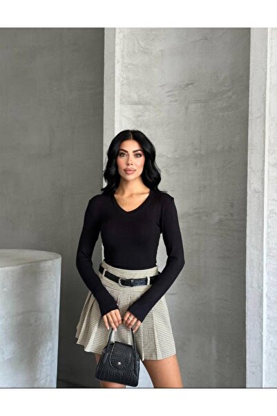 ThreeLife Store V-Neck, Black Women's Bodysuit, Modal Fabric, Soft Touch, Fin...