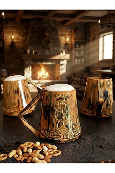 The Gara Mısır Tanrıları Bira Bardağı Eskitme Bronz %100 El Yapımı