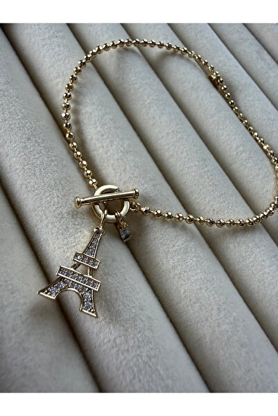 LUSORA ACCESORY Xuping Gold Kaplama Eiffel Kulesi Charm Detaylı Zincir Bilekl...