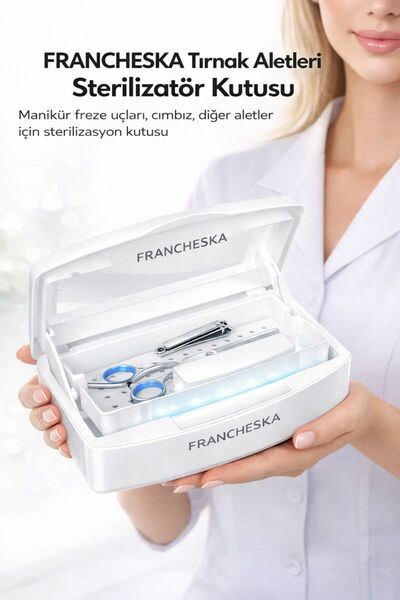 Francheska Tırnak Aletleri Sterilizatör Kutusu Manikür freze uçları , Cımbız ...