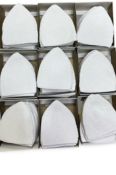 Muensu 12 Adet Beyaz Namaz Takkesi, Hac Umre Hediyelik Takke, Lüks Hacı Malze...