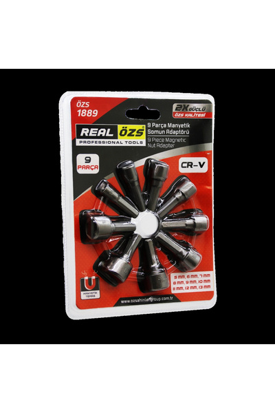 shopwave 9 قطع - صواميل مغناطيسية مقاس 5-13 مم - محول السقف (5047)