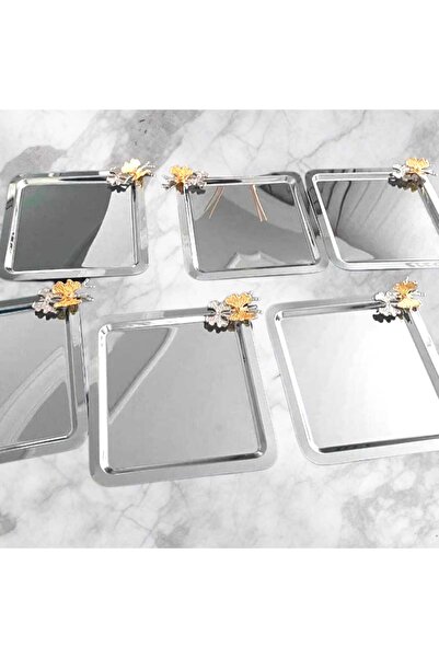 kumsal home züccaciye Lüx Sarı Kelebek Aksesuarlı Paslanmaz Çelik 6’lı Gümüş ...