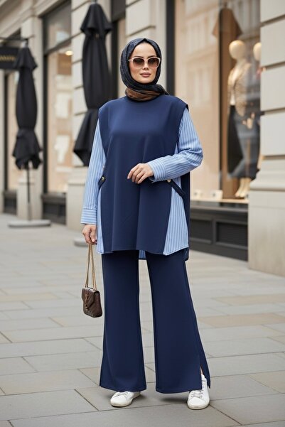 Aselim Hijap Moda طقم نسائي من ليورا مكون من قطعتين – قميص قطني بخيطين مع تفا...