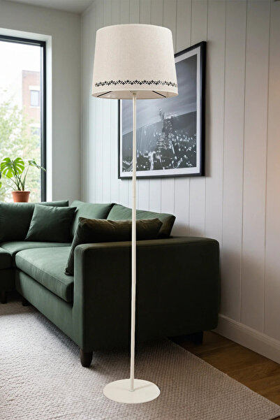 Marrien Cora Tulip Krem Metal Ayaklı Bohem Lambader - 145cm Bohem Rustik Salo...