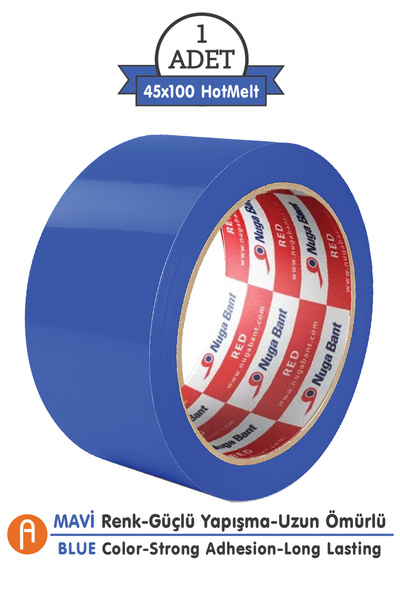 Nuga Bant Mavi Hotmelt Yapışkanlı Koli Bandı 45x100 - Güçlü Ve Dayanıklı Amba...
