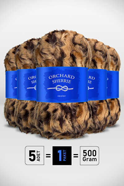 Orchard Sherrie Leopar - 5'li Paket - 7mm/100gr/60m - Tavşan Tüyü - Kalın Kür...