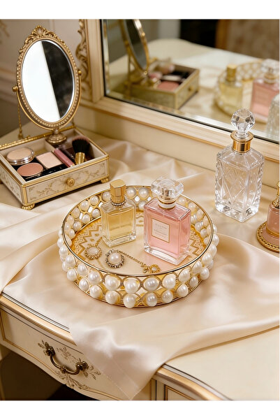 Generic Decorative Tray Pearl Luxury Round Trays for Presentation Perfume Org...
