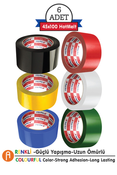 Nuga Bant Koli Bandı 45mm.x100Metre 6Adet Karışık Renkli