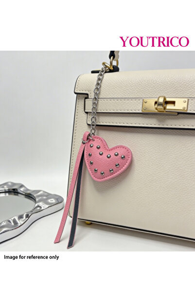 Youtrico سلسلة مفاتيح مصنوعة يدويًا على شكل قلب مرصع، مصنوعة من جلد البولي يو...