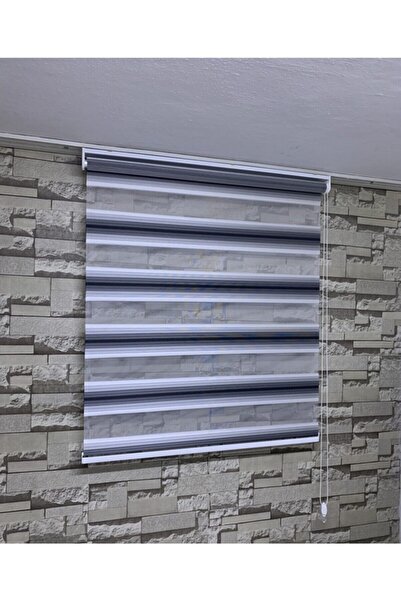 PERDECİNİZ Siyah Gri Beyaz Geniş Plise Zebra Perde (etek Kısmı Düz) ENXBOY