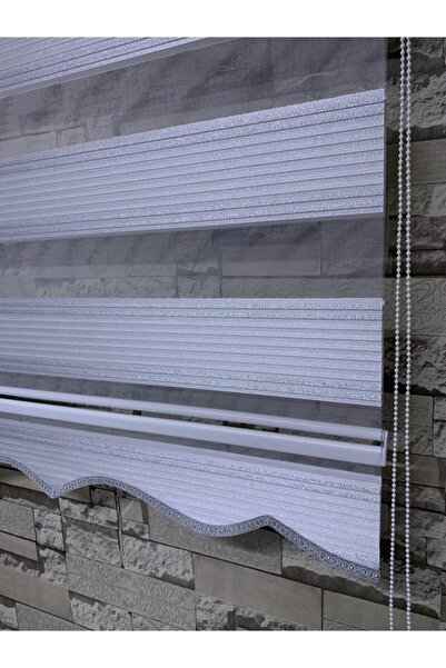 PERDECİNİZ Plise Gümüş Simli Zebra Perde Alüminyum Kasa ENX BOY (etekli)