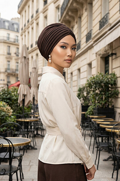 Aisha's Design بونيه قطني مطوي، B-13، بني