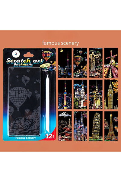 Choice مجموعة من 12 قطعة من ورق الرسم بالخدش، مستوحاة من معالم كلاسيكية، مثال...