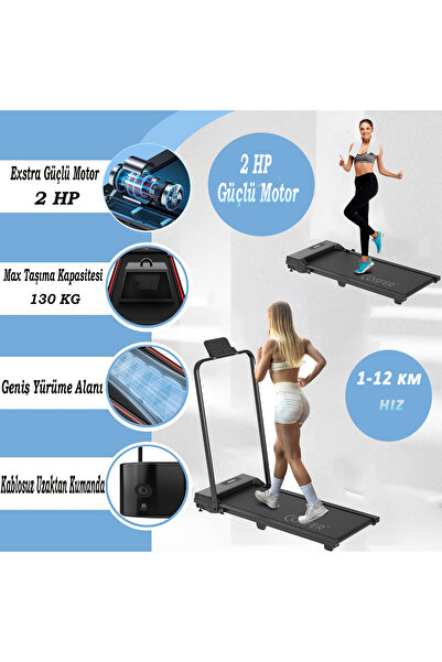 Cosfer Güçlü 2 Hp Yürüyüş Ve Koşu Bandı Katlanabilen 130 Kilo Taşıma Kapasite...