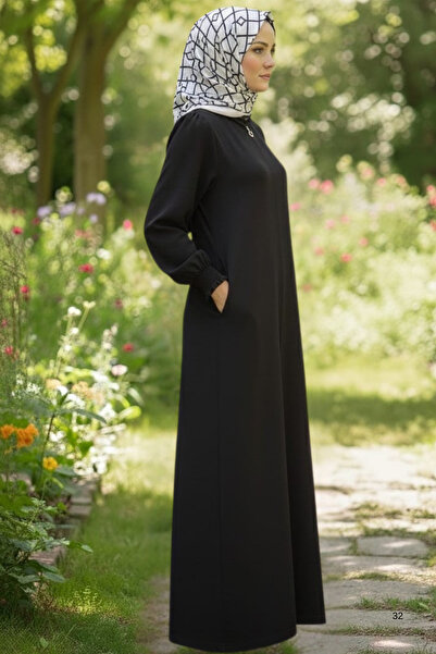 EN WOMAN حجاب من قماش ايروبين بجيوب وسحاب - قبعة طويلة بقصة مريحة للاستخدام ا...