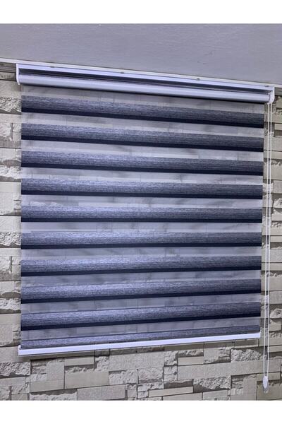 PERDECİNİZ Siyah Gri Geçişli Zebra Perde(etek Kısmı Düz) ENXBOY