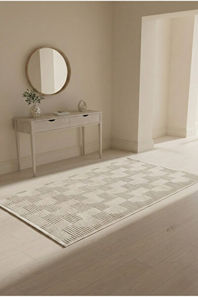 ECOSER İskandinav Model Dokuma Taban Yıkanabilir Yumuşak Dokulu Vizon Salon H...