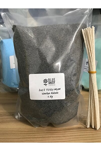 BlueDaisyCandle 1 Kg SİYAH renkli VANİLYA kokulu Inci Tozu Mum ( 25 Adet 20 Cm Fitil Ile ) Toz Mum , Kum Mum