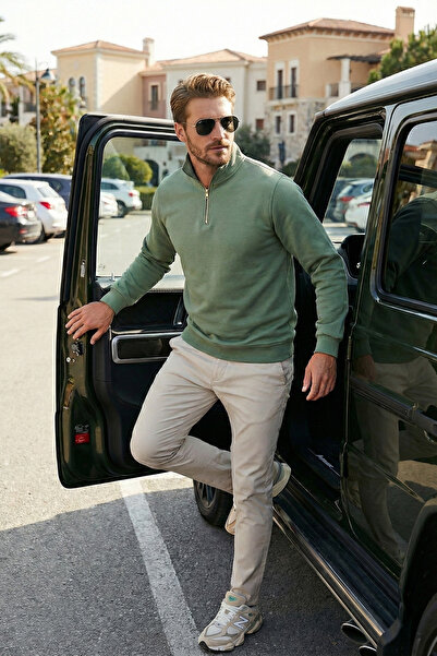 Buratti Памучна блуза с полу-цип и права яка за мъже SWEAT 59052592