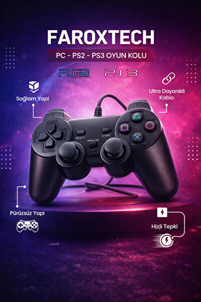 ŞimşekStore Usb Girişli Kablolu 1.5 Metre Titreşimli Joystick Pc Tv Laptop Ps...