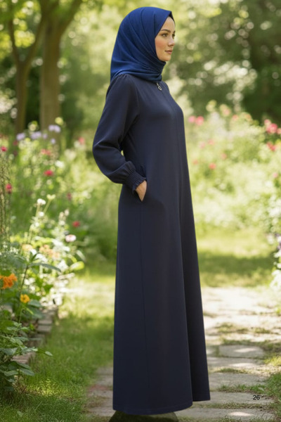 BELUNA TEKSTİL حجاب من قماش ايروبين بجيوب وسحاب - قبعة طويلة بقصة مريحة للاست...