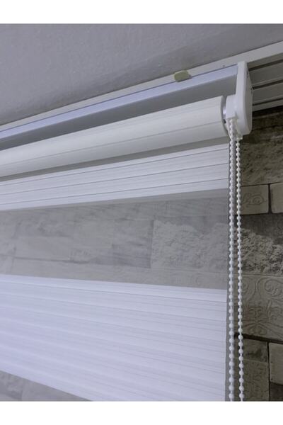 PERDECİNİZ Geniş Plise Zebra Perde (etek Kısmı Düz) enxboy