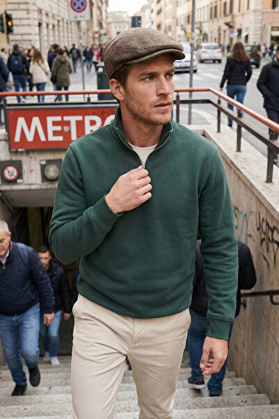 Buratti Памучна блуза с полу-цип и права яка за мъже SWEAT 59052592