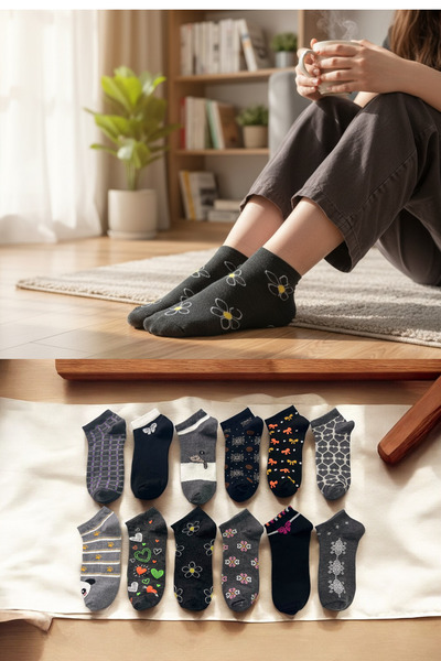 KAYSSOCK Set de 8 șosete din bumbac cu modele pentru femei, confortabile, res...